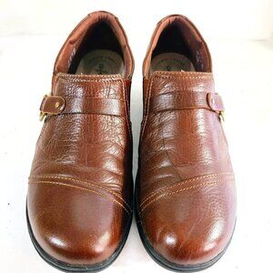 Clarks Cheyn Fame Clog Slip On Women Brown Leather Casual Shoes Size 9.5